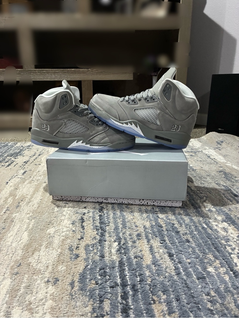 Gray wolf Jordan 5s Sneakers - Stylish Comfort